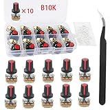 RUNCCI-YUN Potentiometer 10K 3 Terminal Drehpotentiometer mit Kappenmuttern und Unterlegscheibe (B10K-10PCS)