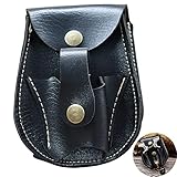Runzkzy Steinschleuder Zwille Ammo Pouch Magnetic Slingshot Pouches Leder Storage Bag Case mit Gürtelclip für die Jagd Schießen Stahlkugeln Pellets (Schwarz)
