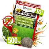 TerraUno - Rasendünger mit Unkrautvernichter I 100 Tage Langzeitwirkung I 10 kg für 500 m² I Rasendünger Sommer I Rasenunkrautvernichter und Düngung für saftiges Grün I Unkrautvernichter Rasendünger