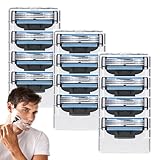 12 Stück Kompatibel Mach-3 Rasierklingen,Ersatzklingen Für Nassrasierer Herren,Anti-Verstopfungs-Design Frontscharnier-Technologie,Gillette Mach 3 Klingen,3-Schicht Nanoklingen Für Sanfte Rasur