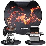 Alckijy Rund Feuerfeste Unterlage | 100 * 100cm Faltbare Hitzeschutzmatte | Bodenschutzmatte | Grillmatten | Bodenmatte | Grillteppich | Funkenschutzplatte | für BBQ Grills Kaminöfen Boden Rasen usw