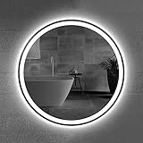 MEILISHAOMEI Moderner runder Spiegel mit LED-Leuchten, Wandmontage, Kosmetikspiegel, Kosmetikspiegel, explosionsgeschützter Badezimmerspiegel mit weißem Licht/warmem Licht/neutralem Licht