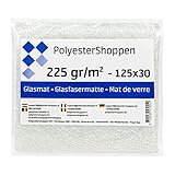 RESION Glasfasermatte, Glasmatte, Glasfasergewebe | 125x30cm | 225gr/m2 | Kleine Matte für schnelle Reparatur, Verstärkungsmittel für Polyesterharz und Laminierharz, Glass Fabric