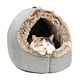 Katzenbetten für den Innenbereich – warmes, beruhigendes Nest mit Griff, kleines Hundebett, Katzenhöhle, weicher Plüsch, warm | Für kleine, mittelgroße Kätzchen, Hunde, Haustiere, zum Schlafen, Winter
