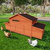 YOPTO Großer Hühnerstall aus Holz für 4–6 Hühner, Hühnerstall, Geflügel, Haustierstall mit 2 seitlichen Nistkästen, 2 Freilauftüren und auslaufsicherer Schale, Feuchtigkeitsschutz, Hühnerstall innen