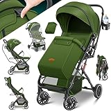 KIDIZ® Kinderwagen Kinderbuggy klappbar Liegebuggy Sportwagen Faltbar 360° Räder 5-Punkt Gurt Inkl. Fußsack, Getränkehalter, Regenabdeckung & Moskitonetz verstellbare Rückenlehne & Sonnenverdeck