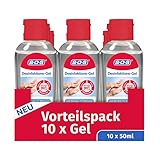 SOS Desinfektions-Gel mit 80 Vol.-% Ethanol, 10 x 50 ml, Handdesinfektion gegen 99,99% der Bakterien, Pilze und Viren in 30 Sekunden, Desinfektionsmittel für unterwegs