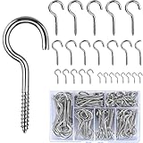 kristwash 115 Stück Schraubhaken Edelstahl Deckenhaken Set Haken zum Schrauben Hakenschraube Metall zum Aufhängen für Kunsthandwerk Holz Basteln Möbel