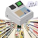 Kassensystem für den Einzelhandel, 81-Tasten-LED-Anzeige, elektronische Registrierkasse mit 6 Rollen 57-mm-Druckpapier, mit Scanner, für kleine Unternehmen/Einzelhandel/Restaurants