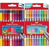 Faber-Castell 151119 - Filzstifte Set 20-teilig, Doppelfasermaler für Kinder und Erwachsene & 151112 - Filzstifte Set Pastell, 10 Doppelfasermaler für Kinder und Erwachsene