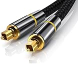 Optisches Audiokabel, Optical Audio Cable, Optisches Audiokabel Digital, Kabel Optisches Digital Audio Kabel mit Metallstecker & Nylon Mantel, Kabel für Hi-Fi, TV, PS4, Stereoanlage, Heimkino