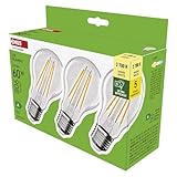 EMOS - LED-Lampe Filament A60 - A Klasse Vintage-Glühbirne - E27 Sockel - warmweiß - 806 lm - extra-sparsam, 3,8W (statt 60W Birne) - 50 000 Stunden - Winkel 300° - CRI min. 80-3er Pack