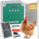 Agrarzone Automatische Hühnerklappe XXL SOLAR - Breite Hühnertür 30 x 40 cm mit Timer, Manuell, Lichtsensor - Elektrische Hühnerklappe Automatisch - Türöffner für Hühnerstall