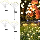 Solarleuchten für Außen Garten, 4 Stück 8 LED Glühwürmchen Solarleuchten Außen Verbesserte Höhen Optionale Modi Glühwürmchen Licht IP65 Wasserdicht Solarleuchten für Weg Hof Terrasse Dekorativ