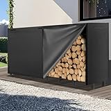 Kendane 8FT Kaminholzregal Metall Außen mit Wasserdichter Abdeckung - Brennholzregal Outdoor Außen Garten, Holzlager & Holzunterstand Brennholzregal Innen (242x39.5x100cm,Schwarz)