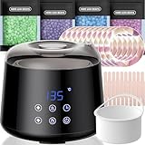 CITHOT Waxing Set LCD,2 Heizmodi Haarentfernung Wachswärmer 4 Wachsbohnen 20 Holzspateln,Reservierbare Heizzeit Wachs Haarentfernung Waxing zu Hause (Schwarz)