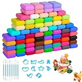 Softknete Kinder 72 Farben DIY Bastelset – Lufttrocknende Modelliermasse für Kinder und Erwachsene, inklusive Werkzeug & Formen, kreative Knetmasse für Schule, Zuhause, Geburtstage, Lernspie