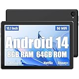 HotLight Tablet, 25,4 cm (10 Zoll), CPU Octa-Core, Android 14, 8 GB RAM + 64 GB ROM + 1 TB Erweiterung, Kamera 8 MP + 5 MP, Akku 5.000 mAh, Face ID, OTG, WiFi 2,4 G/5G, BT 5.3, Play Store, Schwarz