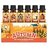 SNOWSEN Herbst Ätherische Öle Set, 6 x 10 ml Aromatherapie Ätherische Öle für Diffuser, Duftöl Geschenkset, Diffuser Öl, Seifenduftöl - Apfelgewürz, Kürbiskuchen, Kiefer, Zimt, Vanille, Snickerdoodle