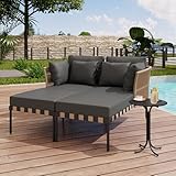Goldicoo Daybed Outdoor Wetterfest,Doppelliege Outdoor 2 Personen,Gartenbett,Sonneninsel,Gartenmuschel，Gartenliege sonnenliege