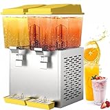 HTSMEUR Kommerzieller 1-3-Dosen-Saftgetränkeautomat mit Thermostatsteuerung und Zapfhahn, Selbstbedienungsautomat für kalten Eistee-Saft-Cocktail, (32L Yellow)