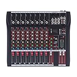 Audio Mixer Professioneller,8 Kanal Stereo Sound Mischpult mit USB-DJ-Digitale Schnittstelle 48 V Phantomspeisung,Tragbarer Bluetooth-Audio-Mixer für Karaoke Digital Audio Mixer