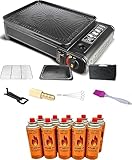 SMH LINE® Camping Gasgrill Set inkl. 8x Gaskartuschen Campinggrill Kocher Balkon-Grill Tischgrill Koffer Gas Grill BBQ inkl. Zubehör Grillgitter Grillpfannenclip Kassettengrill