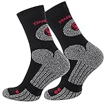 STARK SOUL Trekking Wandersocken für Damen & Herren, 2 Paar Atmungsaktive Gepolsterte Outdoor-Socken (Schwarz, 35-38)