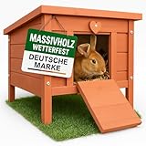 zooprinz großes Kleintierhaus mit klappbarem Dach – perfekt für draußen und drinnen – Besonders einfach umgestellt – Nagerhaus aus Vollholz mit natürlicher Farbe gestrichen - Hasenhaus Kaninchen Haus