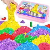 AtMini Wonder Sand Regenbogen Mix Set -5kg Spielsand with 6 Farbe，Knetsand für kinder Sandbox mit Deckel für kinder 3 4 5 6 7+ Jahre Alt（Rosa）