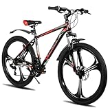 HILAND 26 Zoll Mountainbike für Erwachsene, 3 Speichenrad 18 Gang Herren Damen Mountainbike, mit Doppelscheibenbremse, 26 Zoll MTB Aluminiumrahmen Fahrrad, Schwarz