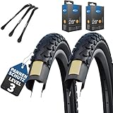 2er Set Schwalbe Fahrradreifen Land Cruiser 28 Zoll (42-622) auswählbar mit Schläuchen + 3 Metall Reifenheber E Bike (28x1,60 Zoll (42-622), DV-Ventil Schläuche)