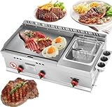 YhsPkh Restaurant-Edelstahl-Teppanyaki-Bratpfanne (55 X 35 cm Grillplatte), Einzeltopf + Bratkorb, Für Die Gastronomie Im Freien, Zum Kochen Von Steaks