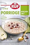 RUF Porridge Bircher Art, Instant Haferbrei mit feinen Haselnüssen und Apfel- und Birnenstückchen, gesundes und leckeres Frühstück, 1 x 65g Beutel