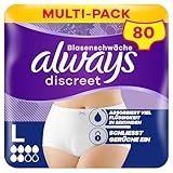 Always Discreet Inkontinenz Pants Gr. L, Normal, 80 Höschen (8 x 10 Stück) für Damen, schliesst Gerüche und Flüssigkeit sofort ein