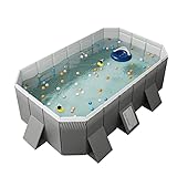 SKILBEAIA Frame Pools Aufstellpool Schwimmbecken Faltbarer großer Pool Boden Rechteck Planschbecken (2,6 m)