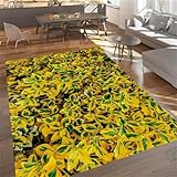 Kunsen flurteppich waschbarer Teppich Wohnzimmer Gelbes Blattmuster rechteckige Heimdekoration elegant und bequem Anti-Milben home deko 100X200CM