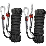 2PCS 10M Kletterseil, 10mm Kletterseil Außenbereich Sicherheit mit 2pcs M10 Karabinerhaken, Evakuierungsseil Rettungsseil, Maximale Belastung - 12KN/1200KG
