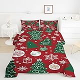 Bettdecke 135x200 Weihnachtsbaum Steppdecke 135x200 Christbaumkugel 4 Jahreszeiten Bettdecken mit 2 Kissenbezug, Waschbar Microfaser Bettzeug, Warme Weiche Bettdecke ohne BezugY1748