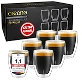 Creano PREMIUM doppelwandige Trinkgläser 250ml - 6er Set - OHNE versiegetes LOCH deshalb Gastronomie Qualität - 100% Spülmaschinenfest - WELTNEUHEIT