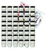 MamboCat 48er Set Sturzglas 435 ml Marmeladenglas Einmachglas Einweckglas to 82 schwarzer Deckel incl. Diamant-Zucker Gelierzauber Rezeptheft