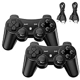 Controller für PS3, 2er Pack Wireless Controller mit Dual Shock, Bluetooth, Rechargable Remote Gamepad Joystick mit 2 Ladekabel
