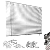 HUGG (28-KF) Alu-Jalousie Klemmfix ohne Bohren, Fenster-, Wand- und Deckenmontage, 180 x 160 cm (B x H), Silber