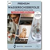 BastelWizard Premium Wasserschiebefolie TRANSPARENT für Laserdrucker - Transferfolie für Kerzentattoos, Keramik, Glas und Tassen - Waterslide Decal Paper (10 Folien - A4) - Kerzenfolien