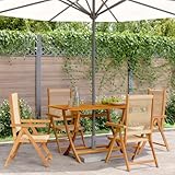 UJCHVHN Gartenmöbel Gartenliege Gartenstühle 4 Stück Beige Massivholz Akazie Outdoor Sitzgelegenheit