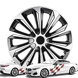 WALSER Premium Radkappen New Racer, 4er Set Radkappen Auszeichnung Sehr Gut*, Radzierblenden 15 Zoll, Radblenden für Alufelgen Stahlfelgen, Auto Radzierblende schwarz Silber - Made in Europe