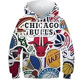 SAFGTXHTR Kinder Basketball Hoodie 3D Lustig GedrucKt Dunk Kapuzenpullover Langarm Pullover Crossover Hoodies Personalisierte Sweatshirt Für Jungen Mädchen Mit Tasche Für 6-15 Jahre