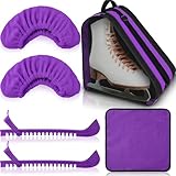 Liliful 4 Stück Schlittschuhschoner Kufenschoner Handtuch Eistasche Set Schlittschuhschoner für Erwachsene Eiskunstlauf oder Hockey (lila)