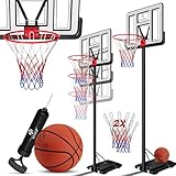 KESSER® Basketballkorb Premium Ständer Rollen Inkl. Basketball, 2x Netz + Pumpe verstellbare Korbhöhe 230 bis 305 cm höhenverstellbar Korbanlage Outdoor komplett Basketballanlage für Erwachsene Kinder