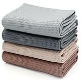 Nokwocy Geschirrtücher Baumwolle in 45x65cm, Küchentücher 4 Stück, Waffelpique Stoff, Geschirrhandtücher Saugfähig, Trockentücher für Küche und Abwasch (4 Farben)